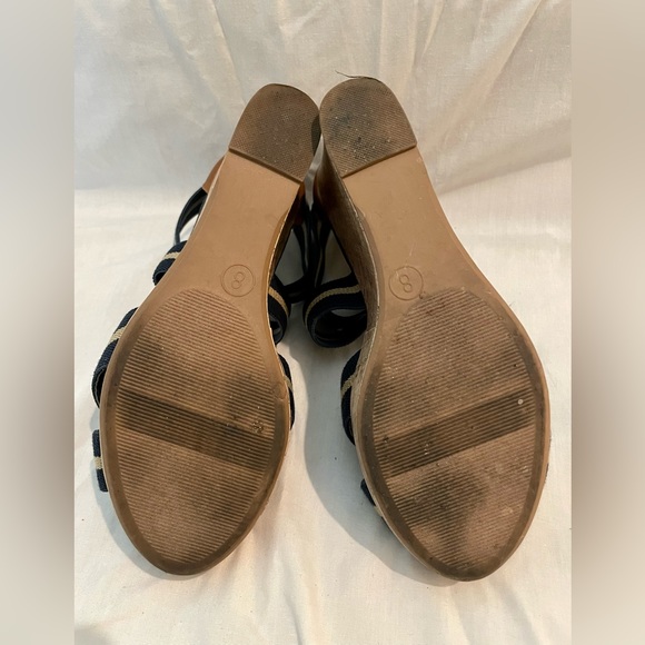 Merona Cork Wedge Heels. Size 8. Navy and Tan - Picture 7 of 7